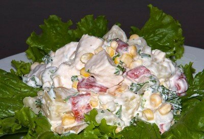 Салат с Курицей и Ананасами Фото рецепта: салат с курицей и ананасами